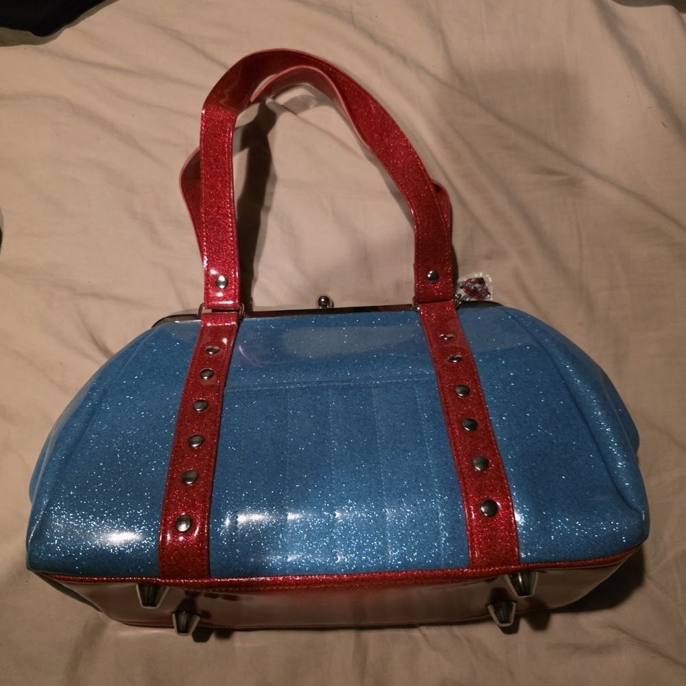 Made By HOLD FAST. Sparkling Blue and Red Shoulder Bag - Picture 8 of 16